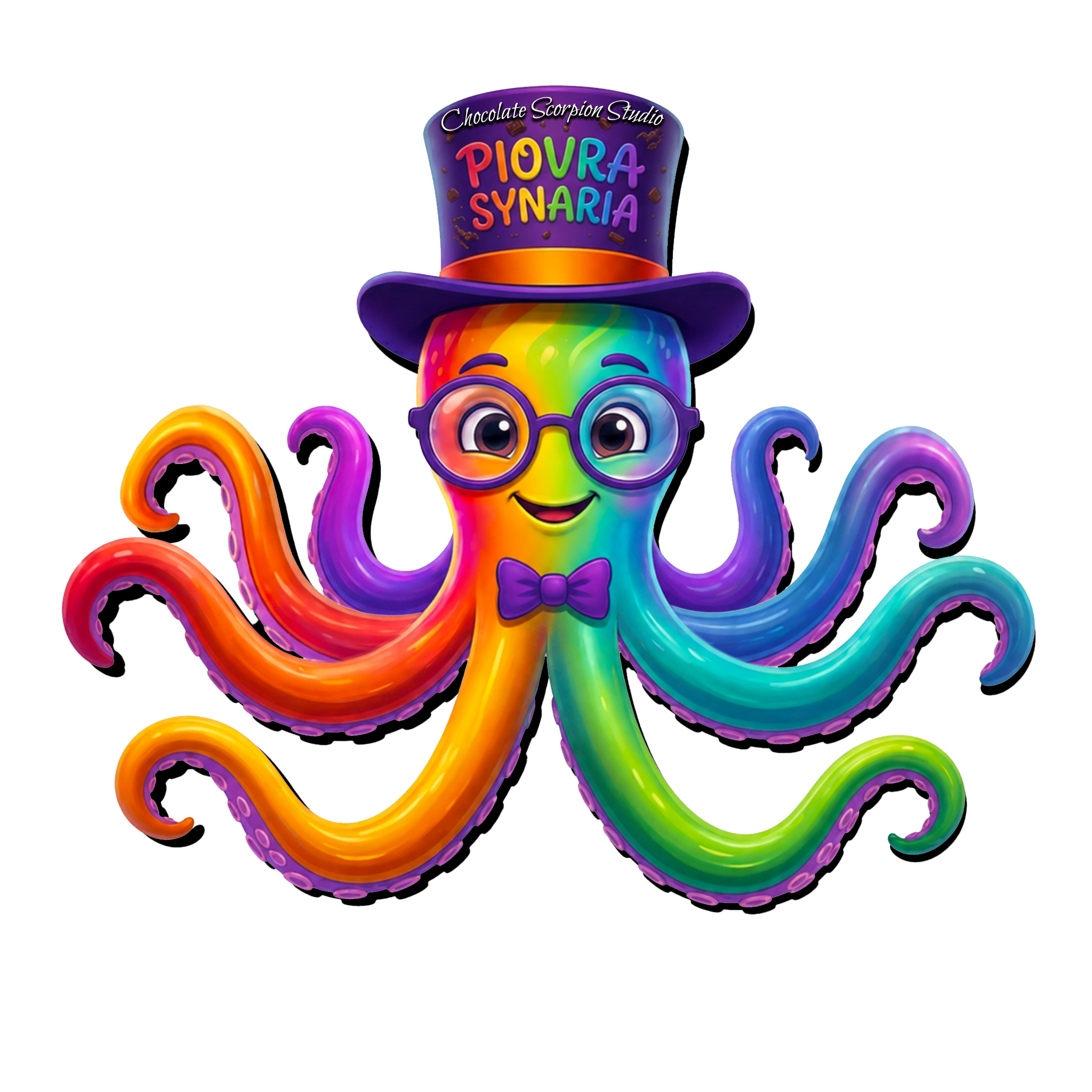 Piovra Synaria rainbow octopus logo